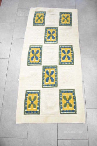 Wool rug details yellow - , green