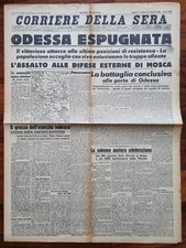 Fascismo Corriere Sera 17 ottobre 1941 Giornale Guerra Russia Odessa Espugnata