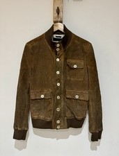 Giacca Bomber Alexander McQueen Runway Archive Distressed Sporca Pelle Scamosciata 48