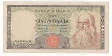 50000 LIRE LEONARDO DECR  19 - 07 - 1970 BB/SPL