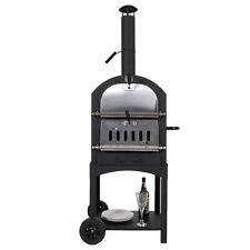 Barbecue a Carbone HWC-N15, Forno per Pizza Stufa, Griglia Pietra per Pizza, Acciaio Nero