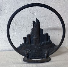 RARA ANTICA TORRE IN GHISA CASTELLO RADIO CONO ALTOPARLANTE COPERCHIO FERMAPORTA ARTE