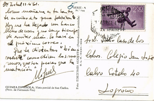 Spagna 1961 cartolina santa - spagna,