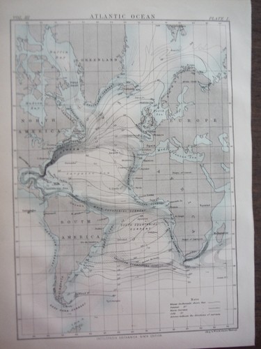 Antique map atlantic ocean - of,