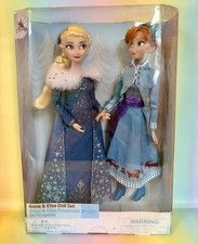 RARO Disney Store Anna ed Elsa Olafs Frozen Adventure Doll Set Nuovo con scatola Natale inverno