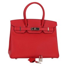Borsa a mano HERMES Birkin 30 in pelle rosso argento originale 134875M