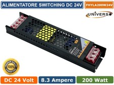 ALIMENTATORE SLIM METALLICO STABILIZZATO SWITCHING TRIMMER 220V 24V 8.3A 200W