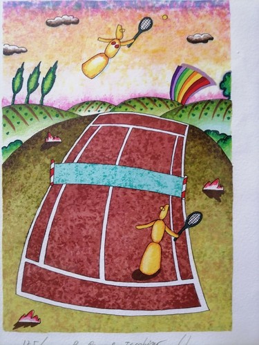 Litografia campo tennis - litografia, da