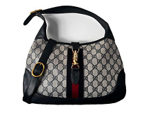 Vintage Gucci blu navy Guccissima stampa 1961 Jackie Hobo con prolunga Medium
