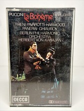 Puccini La Boheme Pavarotti Karajan Decca Cassette Tape Classical Opera Vintage