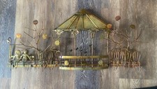 Brass Metal Art Wall Sculpture: Gazebo With Chairs And Music Stands, People