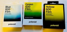 Pellicola Polaroid 600 Recuperata Blu, Duochrome Verde e Giallo. Raro!