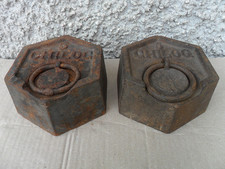 LOTTO 2 VECCHI PESO CONTRAPPESO ESAGONALE IN FERRO PER BILANCIA VINTAGE - KG 5