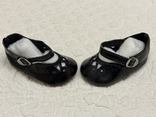 SCARPE BAMBOLA VINTAGE KATHE KRUSE IN PELLE NERA GES. GESCH. 2-5/8" LUNGO TAGLIA 6 1/2