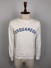 Felpa casual DSQUARED2 bianca grande logo stampato manica lunga girocollo taglia M