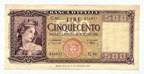 Italy 500 lire 18 august - italy,