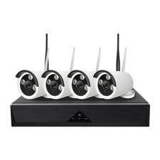 KIT VIDEOSORVEGLIANZA ESTERNO WIRELESS DVR NVR 4 CANALI 4 TELECAMERE WIRELESS