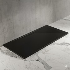 piatto doccia nero in marmoresina effetto pietra ardesia, Gelcoat, antiscivolo