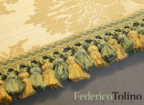 Frangia fioccata oro verde - fioccata, oro/verde