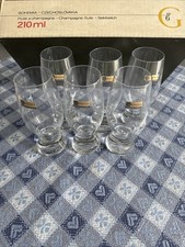 Bicchieri Ginn Champagne Flute Set 6pz Bohemia Cristallo Vintage Czechoslovakia