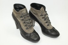 Stivali donna Tod's taglia 7.5 Europa 38 pelle nera grigio camoscio S9113