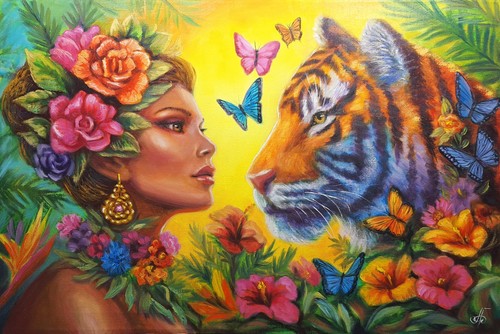 Ritratto donna tigre - , esotica