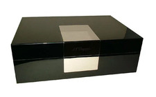 S.T. Humidor per sigari Dupont per 100 sigari pianoforte nero vetro laccato cedro spagnolo