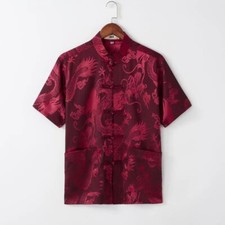 Uomo Manica Corta Camicia Raso