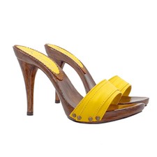 Zoccoli donna in pelle gialli