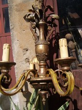 LAMPADARIO CON ANFORA LEGNO INTAGLIATA E DORATA - 6 BRACCI FERRO - BUONO STATO