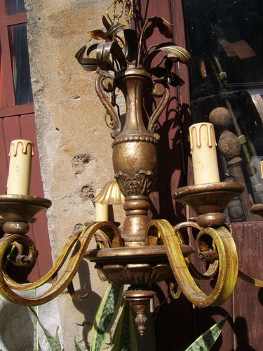 Lampadario con anfora legno - lampadario,