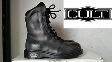 CULT Anfibio Scarpa Stivale in Pelle Lacci Nero MADE IN ITALY N°33 o 34 NUOVO