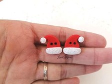 Orecchini a lobo pasta polimerica cappello di natale kawaii