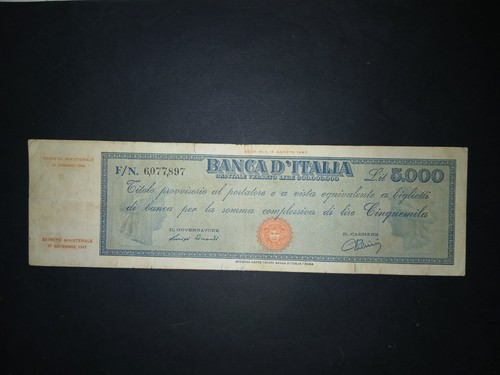 5000 lire titolo - lire, provvisorio