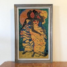 Salvatore Fiume (1915-1997) – Somale, Serigrafia su Broccato Firmata a Mano