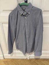 Camicia Uniqlo Bottom Down Slim Fit Blu/Azzurra Righe Grandi e Piccole Taglia S