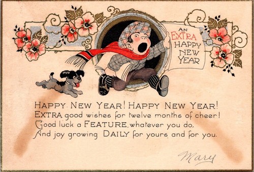 Antico biglietto auguri - antico,
