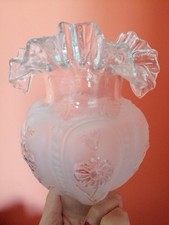 Paralume vintage anni '50 vetro satinato trasparente decoro fiori 