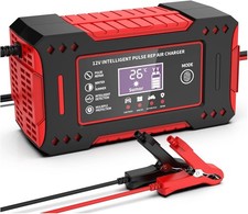 Caricabatteria da Auto e Moto 6A 12V, Intelligente e Portatile con Schermo LCD