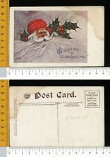 V1909] BABBO NATALE ST NICOLAS SANTA CLAUS CON BARBA LUNGA E AGRIFOGLIO - ULLMAN