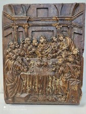 bassorilievo antico in legno di quercia Gotico XV° Secolo 