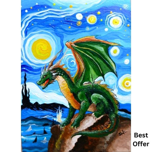 Aceo originale drago notte - aceo,