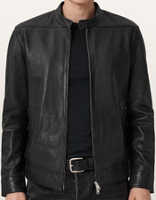Giacca pelle nera uomo biker