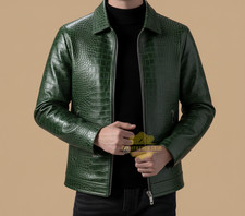 Giacca di pelle uomo verde
