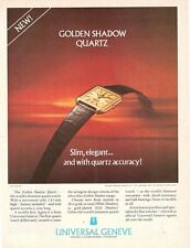 UNIVERSAL GENEVE Orologio 1975 Pubblicita' vintage Golden Shadow quartz 18ct