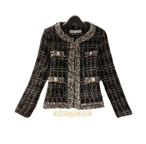 Giacca donna tweed girocollo