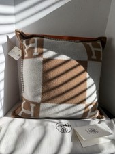 NUOVO HERMES (Ecru&Potiron) Lana Cashmere Avalon Iii Cuscino Modello Piccolo con Ricevuta