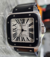 Cartier Santos XL 100 Automatico 2656 Acciaio 38mm Quadrante Bianco