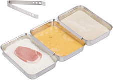 Teglie Da Impanatura Acciaio Inox, Set Da 3 Tegami per Cotolette, Impilabili, Da