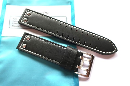 Black leather strap 22mm - eu,